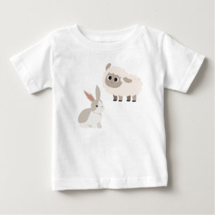 Cute Cartoon Sheep and Rabbit Illustration Baby T-Shirt