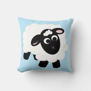 Cute Cartoon Sheep Baby Blue Throw Pillow