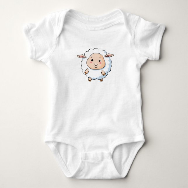 Cute Cartoon Sheep Baby Bodysuit (Front)