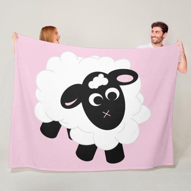 Cute Cartoon Sheep Fleece Blanket (In Situ)