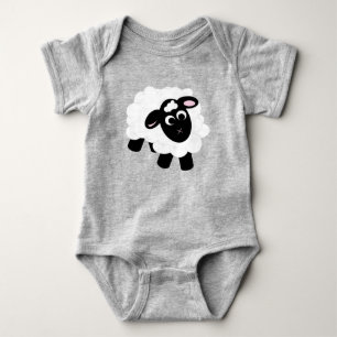 Cute Cartoon Sheep Grey Baby Bodysuit