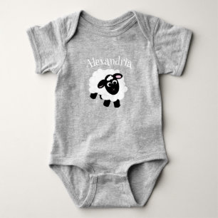 Cute Cartoon Sheep Grey Baby Bodysuit