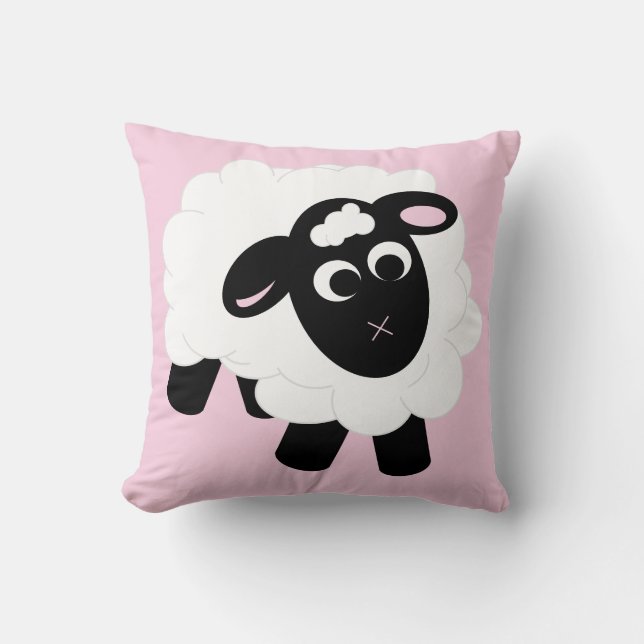 Cute Cartoon Sheep Throw Pillow (Front)