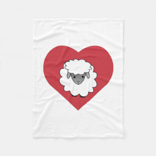 Cute Cartoon Sheep With Heart in Background Fleece Blanket
