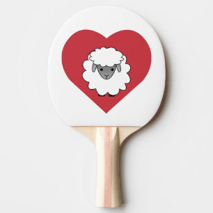 Cute Cartoon Sheep With Heart in Background Ping Pong Paddle