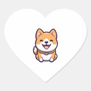 Cute Cartoon Shiba Inu  Heart Sticker