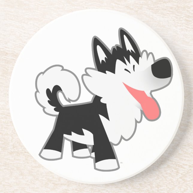 Cute Cartoon Siberian Husky Coaster (Front)