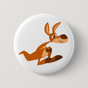 Cute Cartoon Silly Kangaroo Button Badge