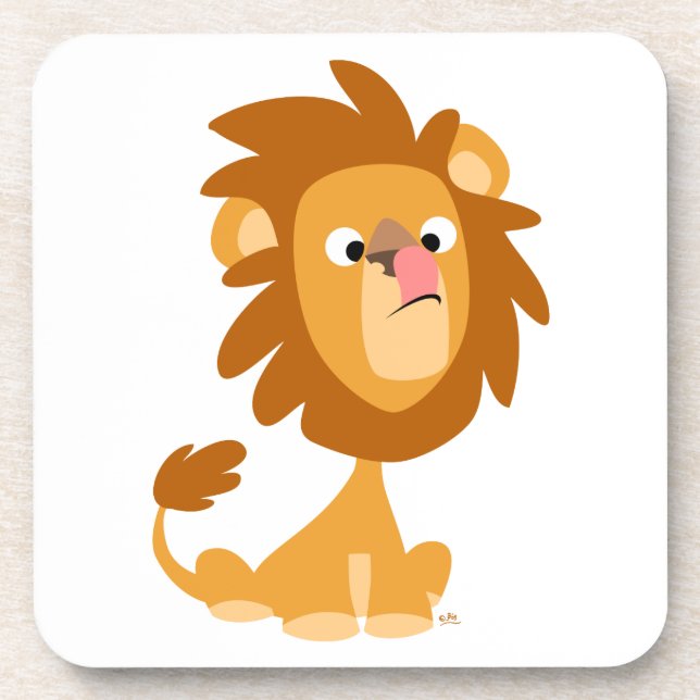 Cute Cartoon Silly Lion Set of Coasters (Front)