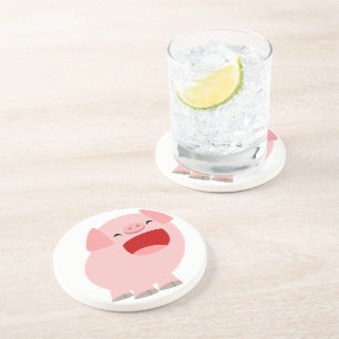 Cute Cartoon Singing Pig Coaster