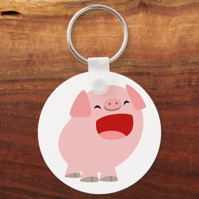 Cute Cartoon Singing Pig Keychain (Front)