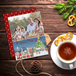 Cute cartoon sity christmas photo Holiday Postcard