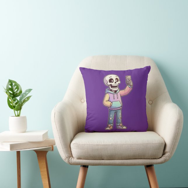 Cute Cartoon Skeleton Selfie - Full Body Trendy  Cushion (Chair)
