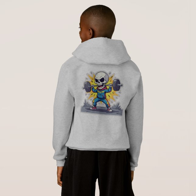 “Cute Cartoon Skeleton Weightlifter • Funny Gym Ba (Back Full)