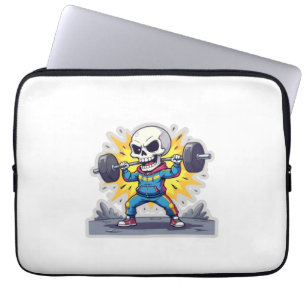 “Cute Cartoon Skeleton Weightlifter • Funny Gym Ba Laptop Sleeve