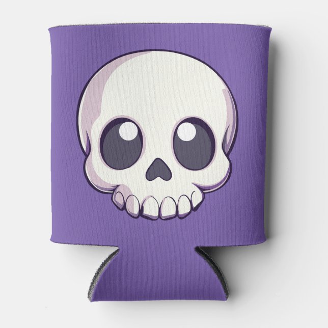 Cute Cartoon Skull Halloween Can Cooler (Front)