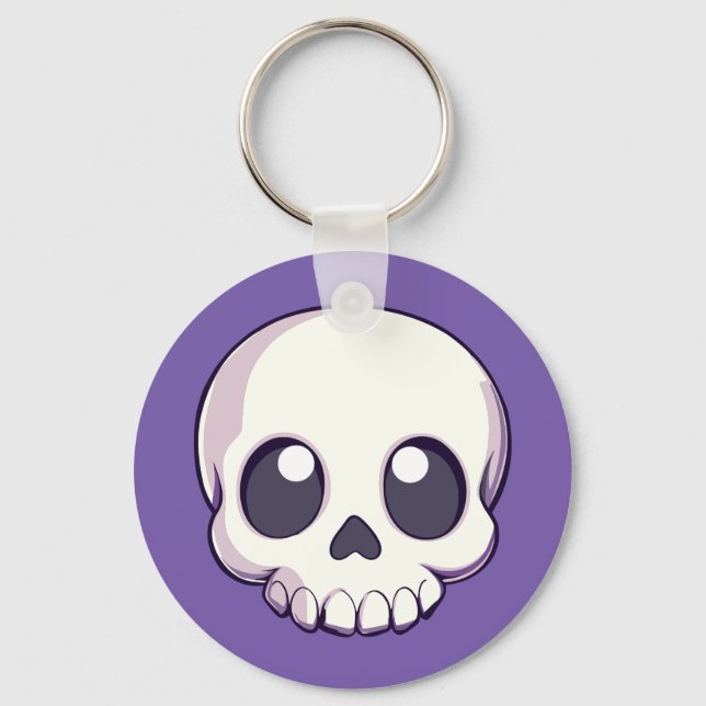 Cute Cartoon Skull Halloween Key Ring (Front)