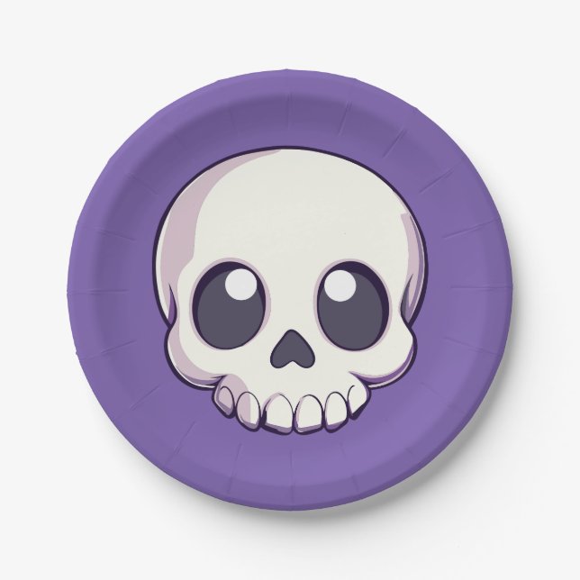 Cute Cartoon Skull Halloween Paper Plate (Front)