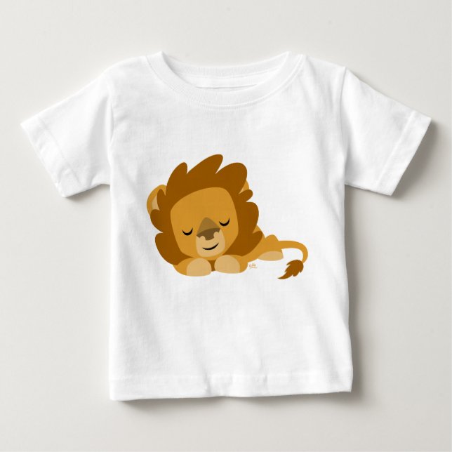 Cute Cartoon Sleeping Lion Baby T-Shirt (Front)