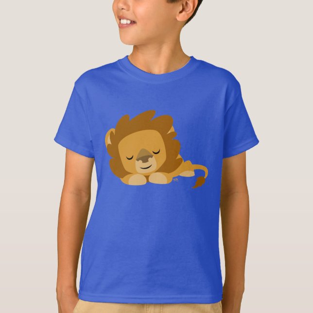 Cute Cartoon Sleeping Lion Children T-Shirt (Front)
