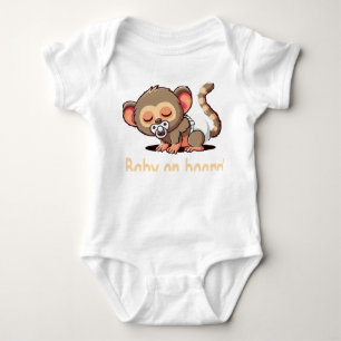 Cute Cartoon Sleeping Monkey Baby on Board Car S Bodysuit
