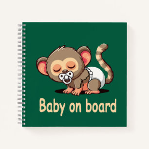 Cute Cartoon Sleeping Monkey Baby on Board Car S Notebook
