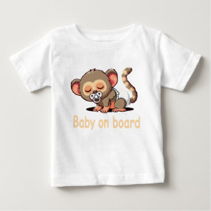 Cute Cartoon Sleeping Monkey   Baby on Board Car S T-Shirt
