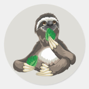 Cute Cartoon Sloth Classic Round Sticker