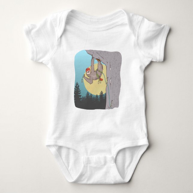 Cute cartoon sloth rock climbing baby bodysuit (Front)