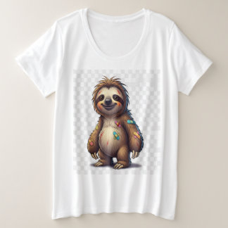 Cute Cartoon Sloth with Bandages – Resilient and A Plus Size T-Shirt