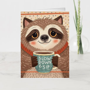 Cute Cartoon sloth with exaggerated sleepy eyes  Foil Greeting Card