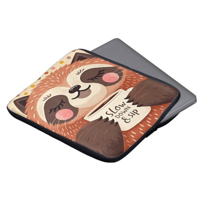 Cute Cartoon sloth with exaggerated sleepy eyes  Laptop Sleeve (Front Top)