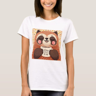 Cute Cartoon sloth with exaggerated sleepy eyes  T-Shirt