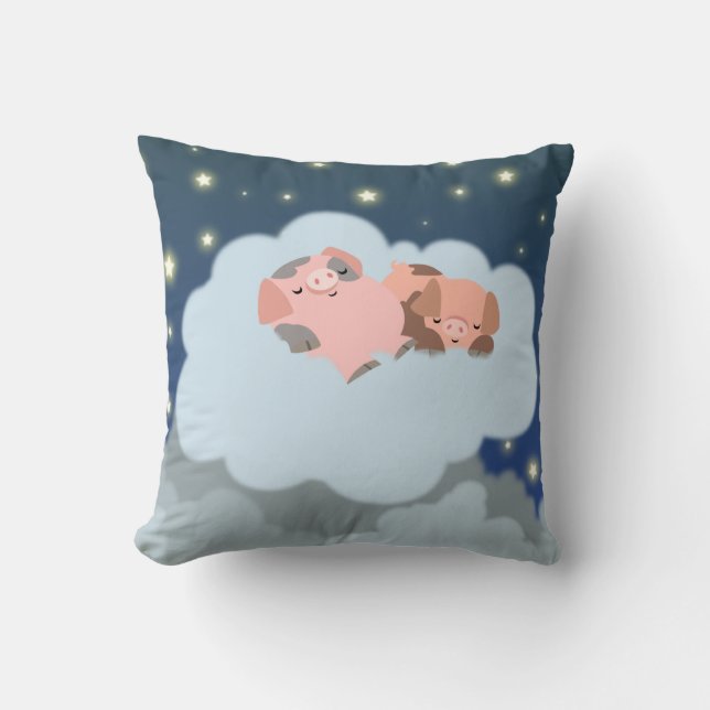 Cute Cartoon Slumbering Piglets Pillow (Front)