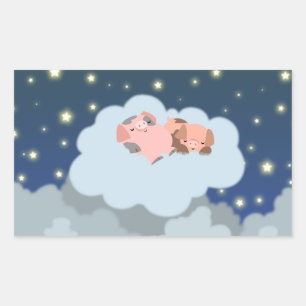Cute Cartoon Slumbering Piglets Sticker