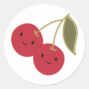 Cute Cartoon Smiling Kawaii Cherries Classic Round Sticker