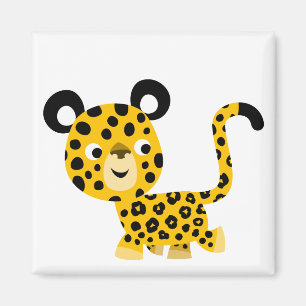 Cute Cartoon Smiling Leopard Magnet