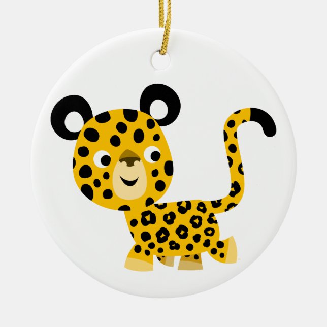 Cute Cartoon Smiling Leopard Ornament (Front)