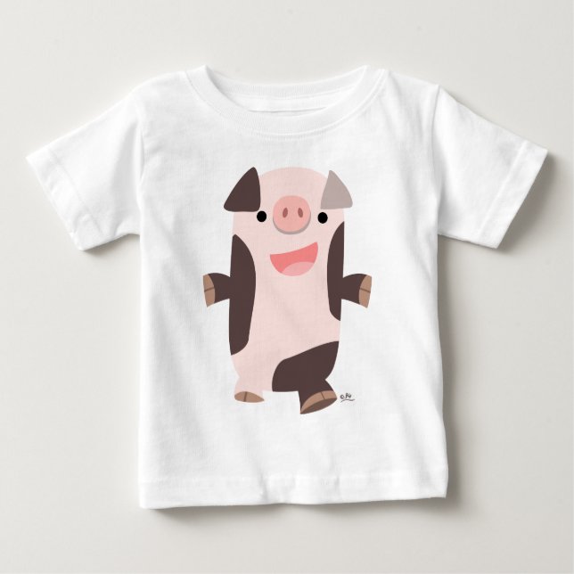 Cute Cartoon Smiling Pig Baby T-shirt (Front)