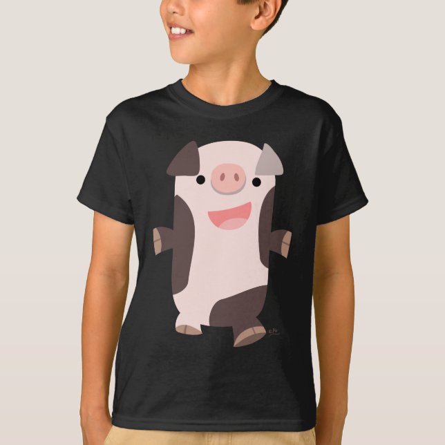 Cute Cartoon Smiling Pig Kids T-shirt (Front)