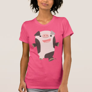 Cute Cartoon Smiling Pig Women T-shirt