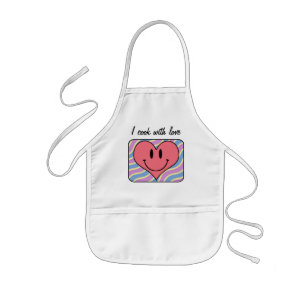 Cute Cartoon Smiling Valentine's Day Retro Heart Kids Apron