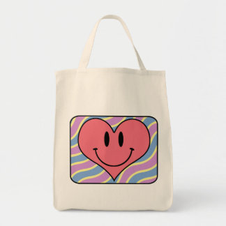 Cute Cartoon Smiling Valentine's Day Retro Heart Tote Bag