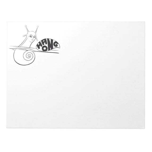 Cute Cartoon Snail on a Plant with Positive Messag Notepad (Front)