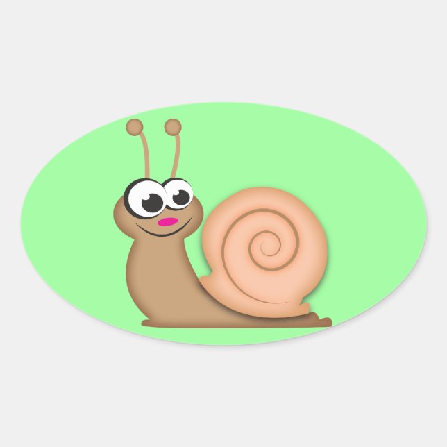 Cute Cartoon Snail Oval Sticker (Front)