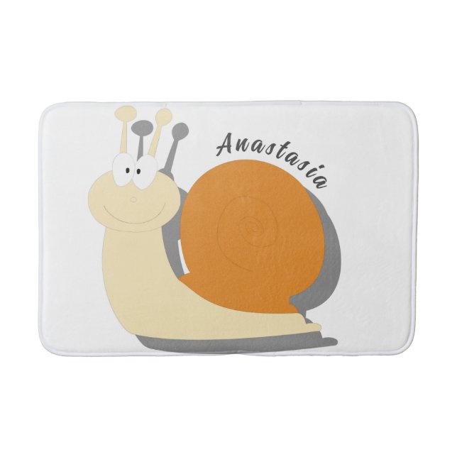Cute Cartoon Snail Personalised Bath Mat – Custom  (Front)