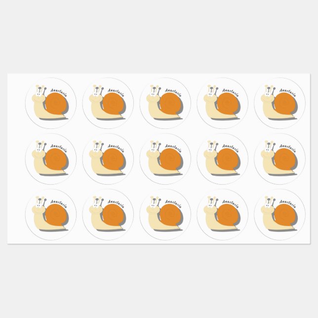 Cute Cartoon Snail Personalised Labels – Fun  (Sheet)