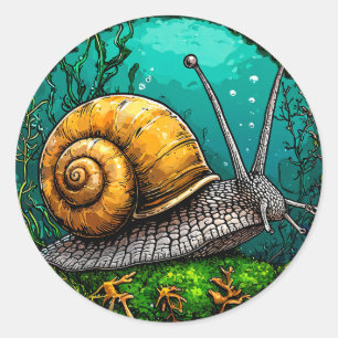 🐌 Cute Cartoon Snail Soft Minimal Animal Classic Round Sticker