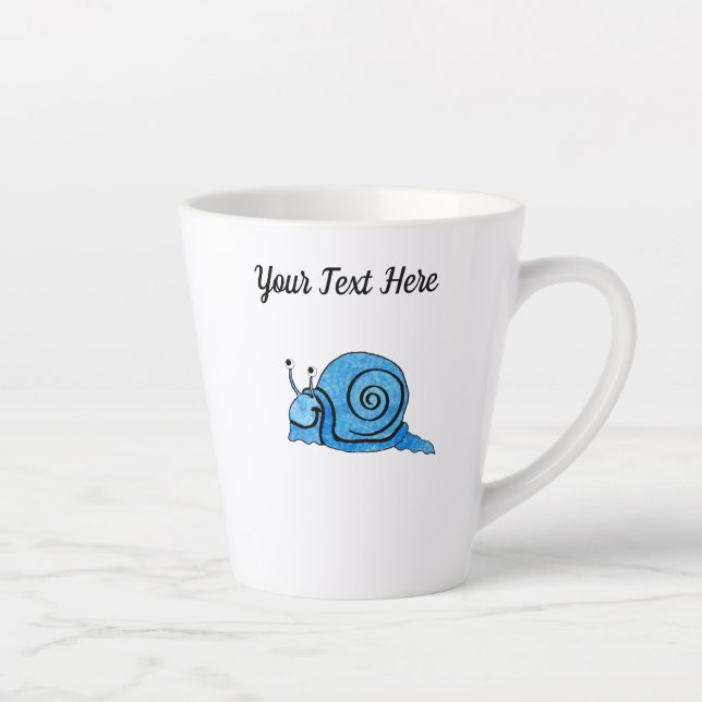 Cute Cartoon Snail Tie Dye Blue Patterned shell Latte Mug (Right)