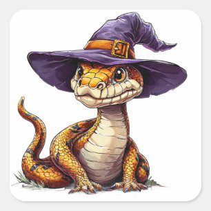 Cute Cartoon Snake Fun Cute Reptile Nature Lover Square Sticker